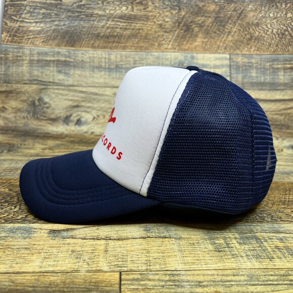 Virgin Records Mens Truckers Hat Navy Snapback 1978 Retro Logo Baseball Cap - Picture 4 of 8